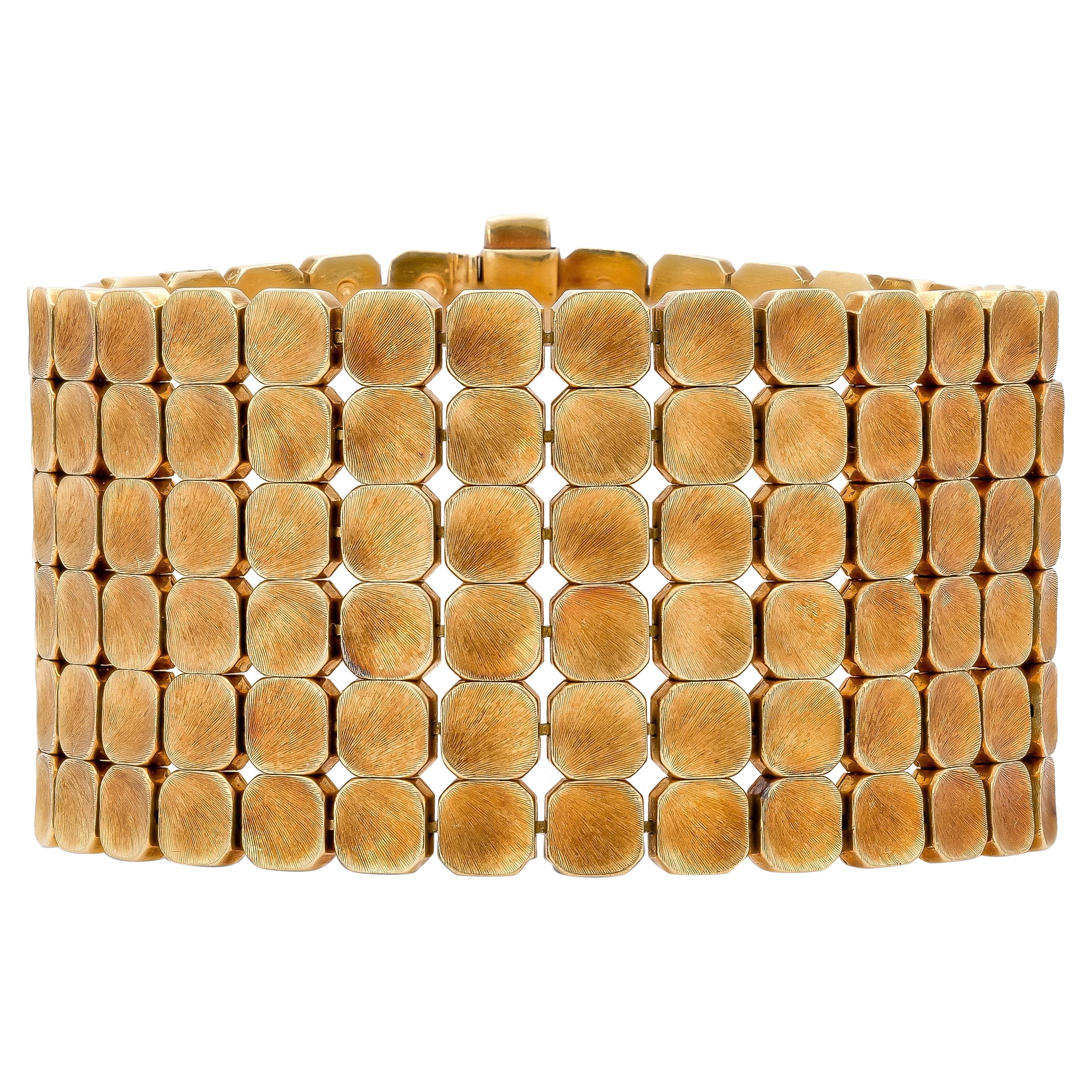 Vintage 1960s Mario Buccellati Gold Squares Bracelet For Sale