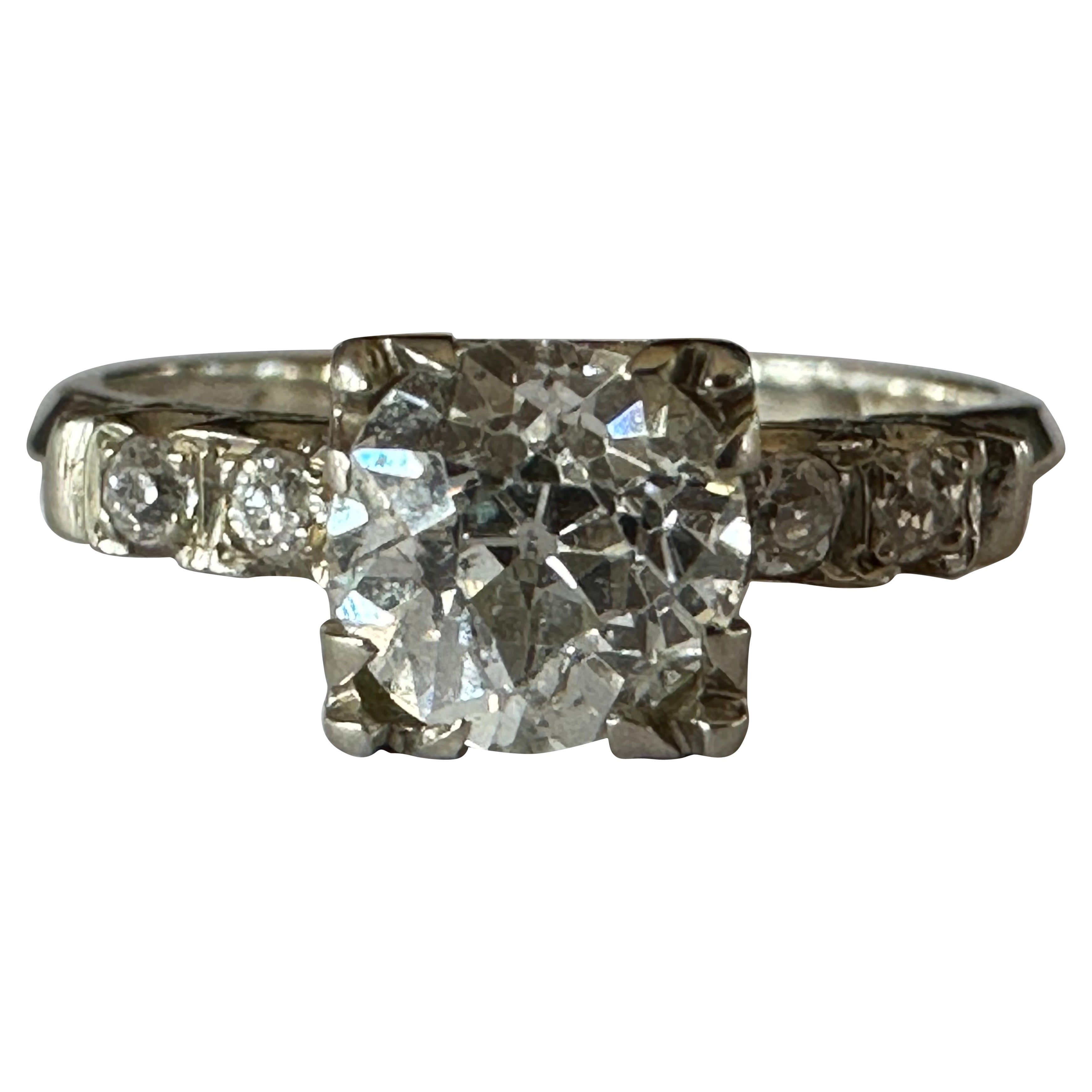 Mid-Century Diamond Engagement Ring  For Sale