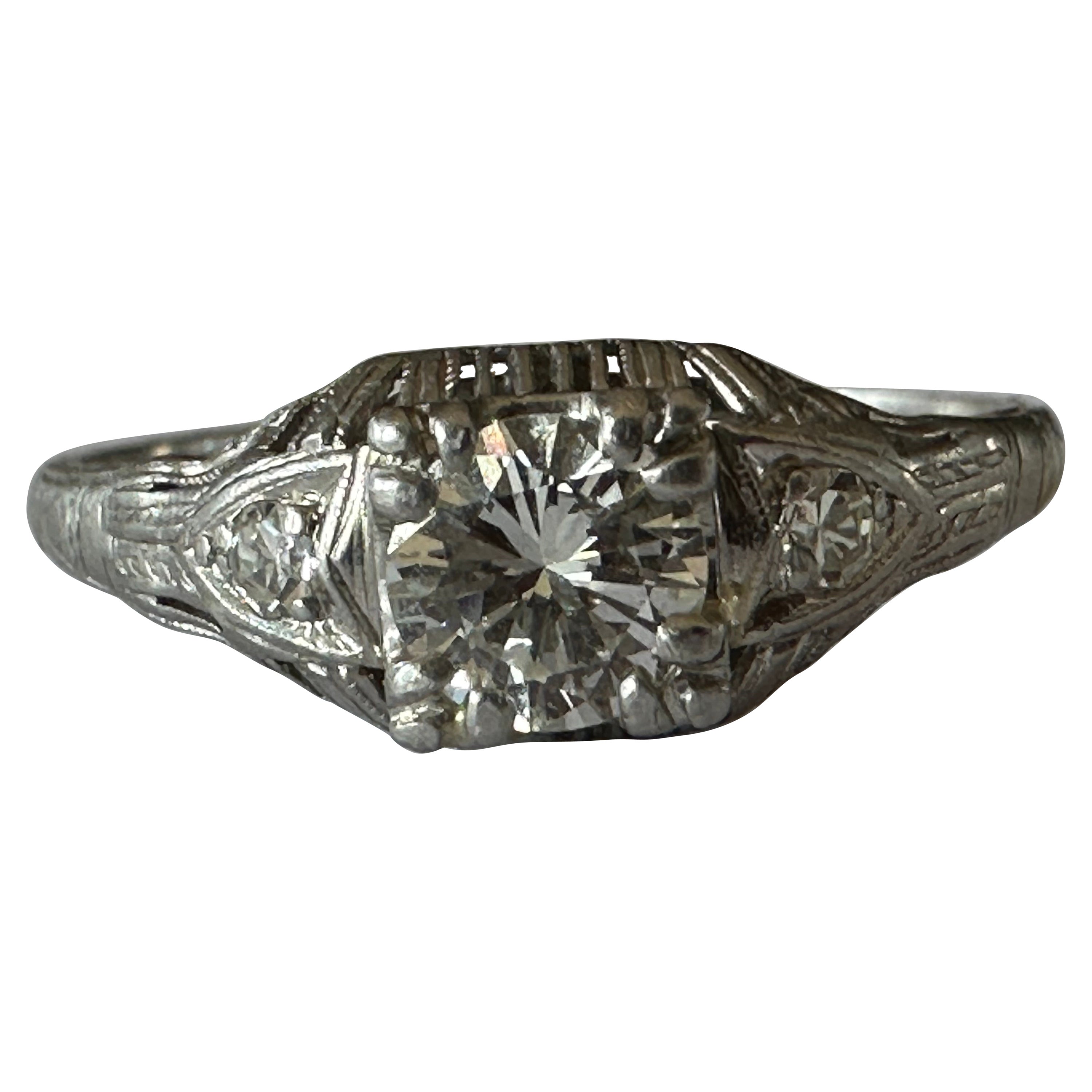 Art Deco Diamant und Platin Verlobungsring 