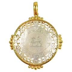 Elizabeth Locke 19k Gold Chinese Gambling Counter Pendant