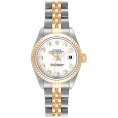 Rolex Datejust White Diamond Dial Steel Yellow Gold Ladies Watch 69173