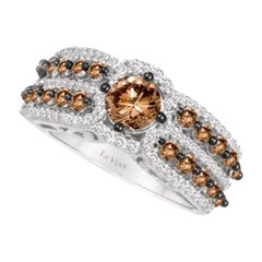 Ring mit Schokoladen- und Vanilla-Diamanten in 14K Vanilla-Gold gefasst 