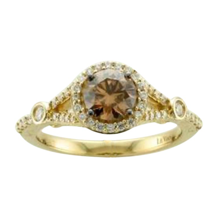 Ring featuring Chocolate & Vanilla Diamonds set in 14K Honey Gold For Sale