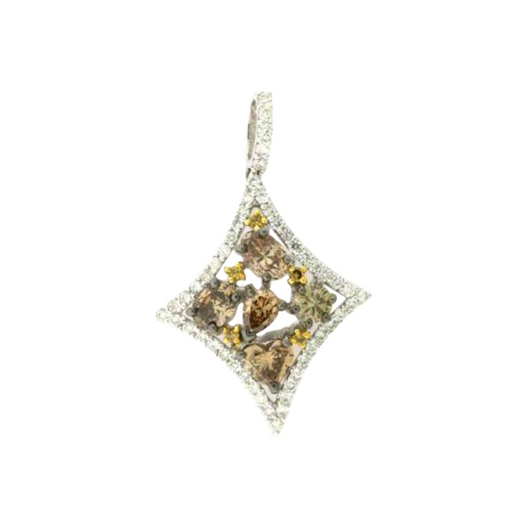 Pendant featuring Chocolate, Vanilla & Goldenberry Diamonds set in 14K Gold  For Sale