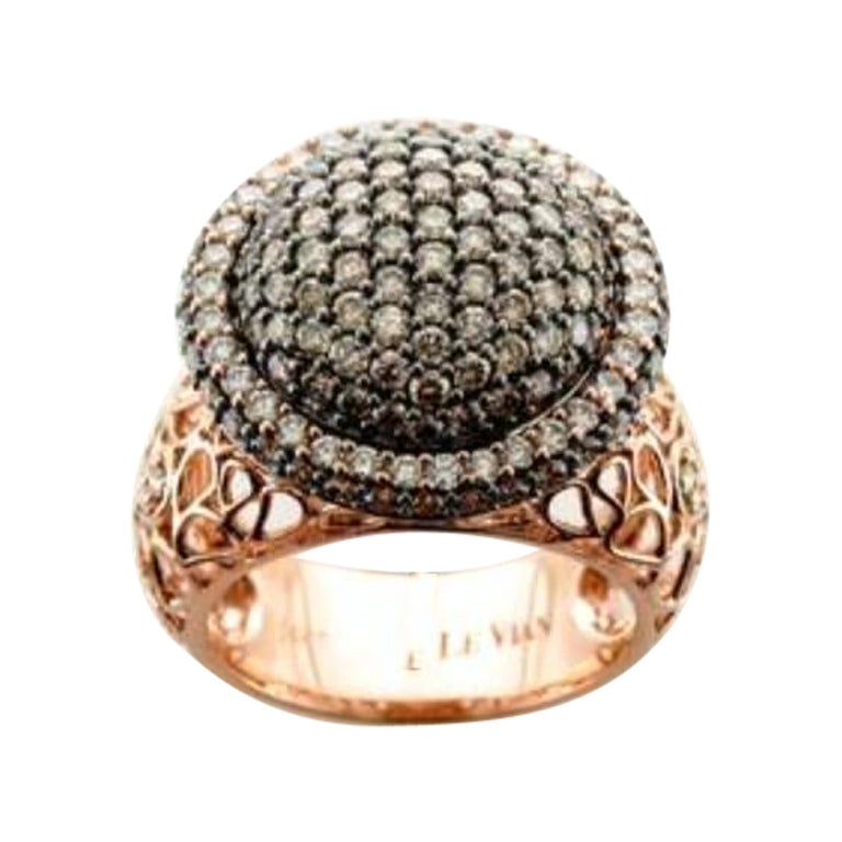 Ring featuring Chocolate & Vanilla Diamonds set in 14K Strawberry Gold  For Sale