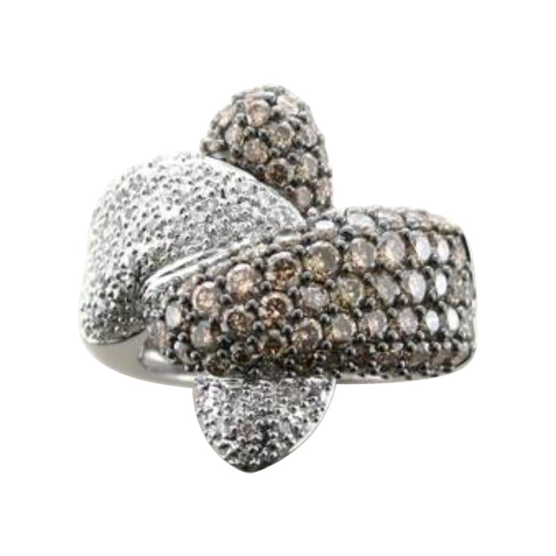 Ring featuring Chocolate & Vanilla Diamonds set in 18K Vanilla Gold  For Sale