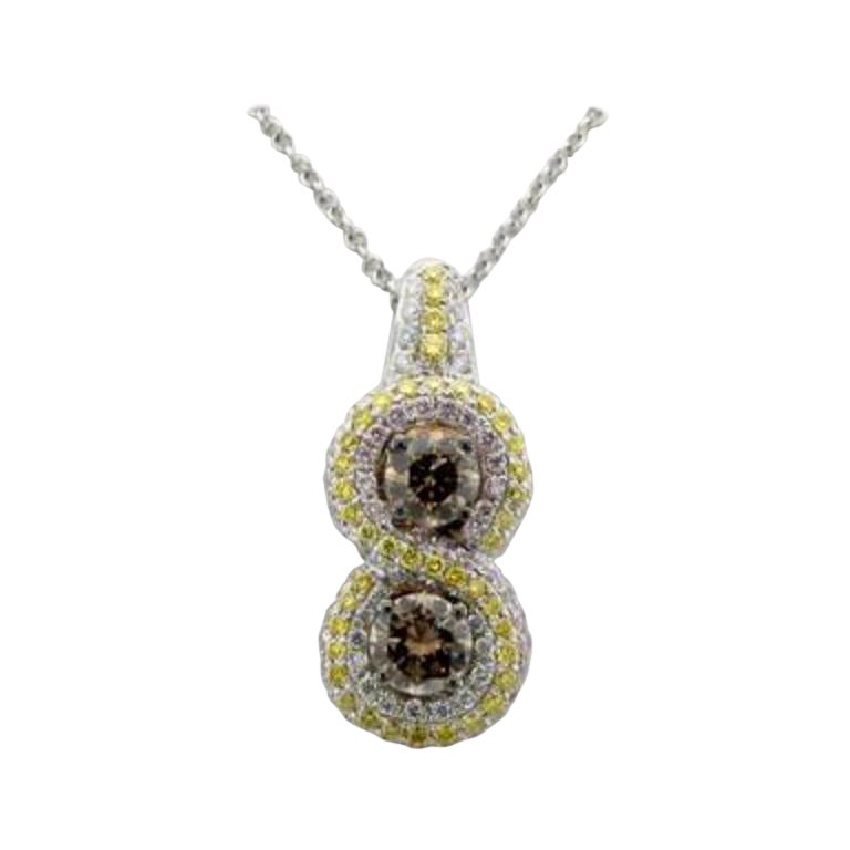 Couture Pendant featuring Chocolate & Vanilla Diamonds set in 18K Two Tone Gold For Sale
