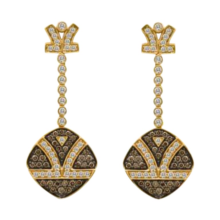 Earrings featuring Chocolate & Vanilla Diamonds set in 14K Strawberry Gold 