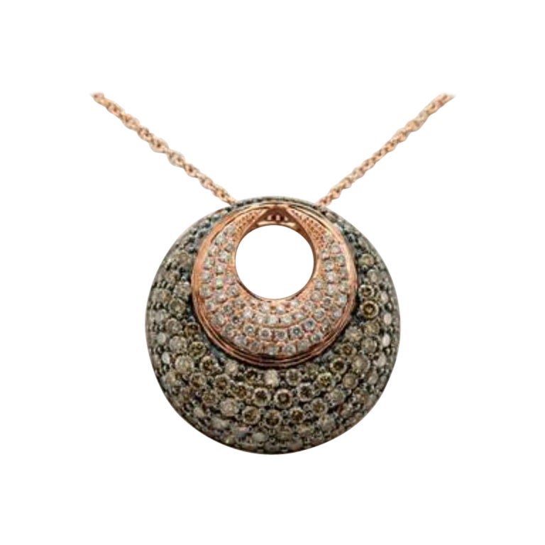 Pendant featuring Chocolate & Vanilla Diamonds set in 14K Strawberry Gold  For Sale