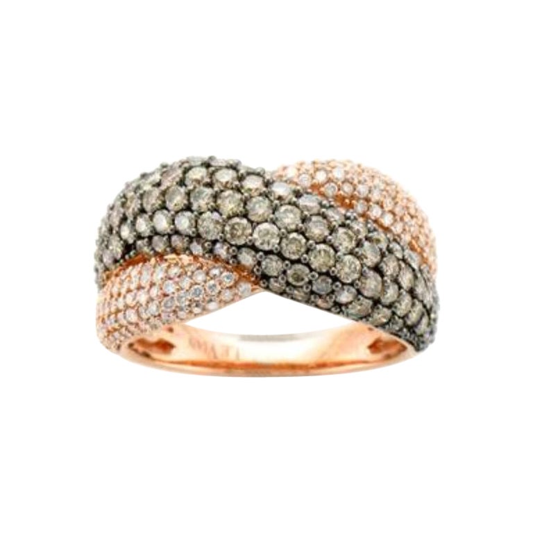 Ring featuring Chocolate & Vanilla Diamonds set in 18K Strawberry Gold 
