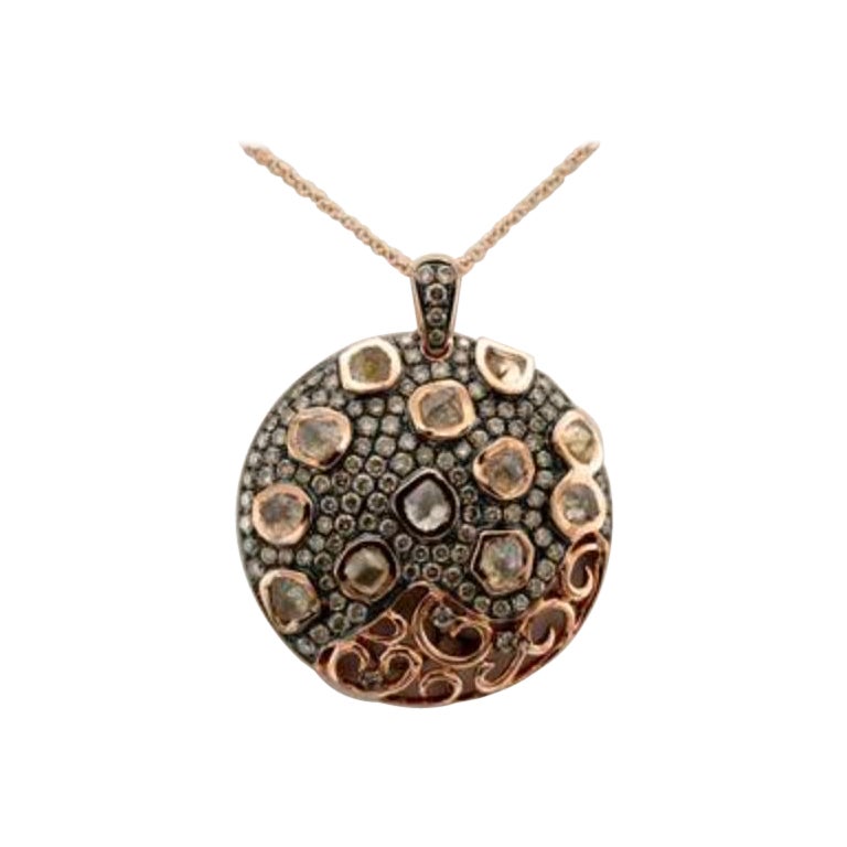 Pendant featuring Chocolate Diamonds set in 14K Strawberry Gold  For Sale