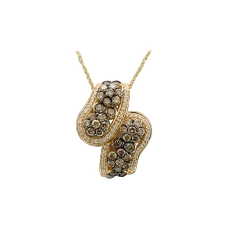 Pendentif serti de diamants chocolat et vanille en or 14K Honey