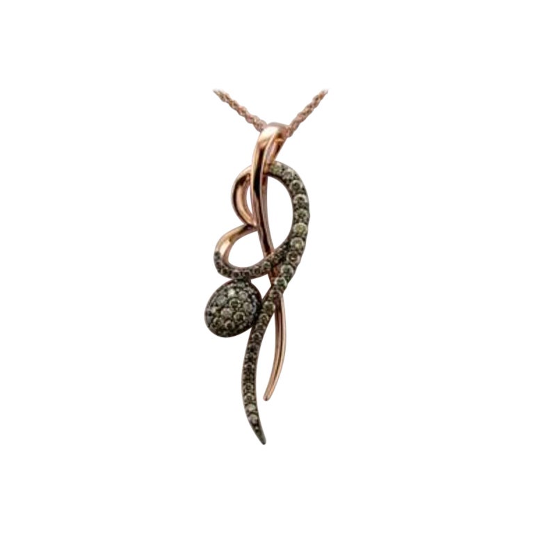 Pendant featuring 1 cts. Chocolate Diamonds set in 14K Strawberry Gold  For Sale