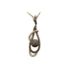 Pendentif serti de diamants chocolat et vanille en or 14K Honey