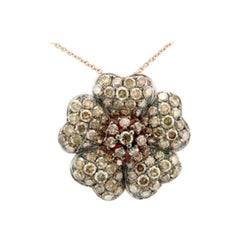 Pendentif de 4 1/4 carats Des diamants couleur chocolat sertis en or fraise 14 carats 