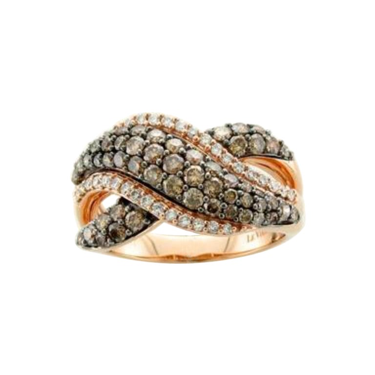 Ring featuring Chocolate & Vanilla Diamonds set in 14K Strawberry Gold  For Sale