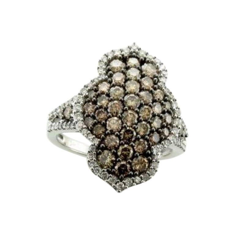 Ring featuring Chocolate & Vanilla Diamonds set in 14K Vanilla Gold  For Sale