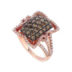 Bague en or fraise 14 carats sertie de diamants chocolat et vanille 