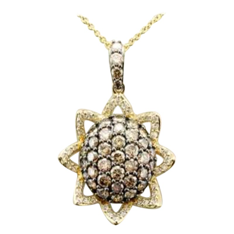 Pendentif serti de diamants chocolat et vanille en or 14K Honey