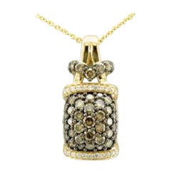 Pendentif serti de diamants chocolat et vanille en or 14K Honey