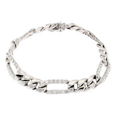 Classic Chain Bracelet in White Gold and White Diamond 18 Karat