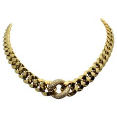 Diamond Graduated Link Gold Necklace
