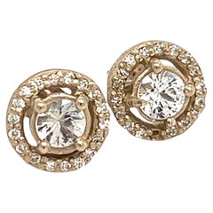 Natural Sapphire Diamond Stud Earrings 14k W Gold 0.83 TCW Certified 
