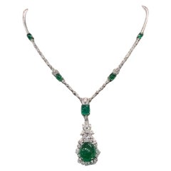 AIG-zertifizierte 23.37 Karat sambische Smaragde  4,77 Karat Diamanten 18K Gold Halskette 