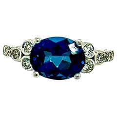 Natural Topaz Diamond Ring 6.5 14k W Gold 2.63 TCW Certified
