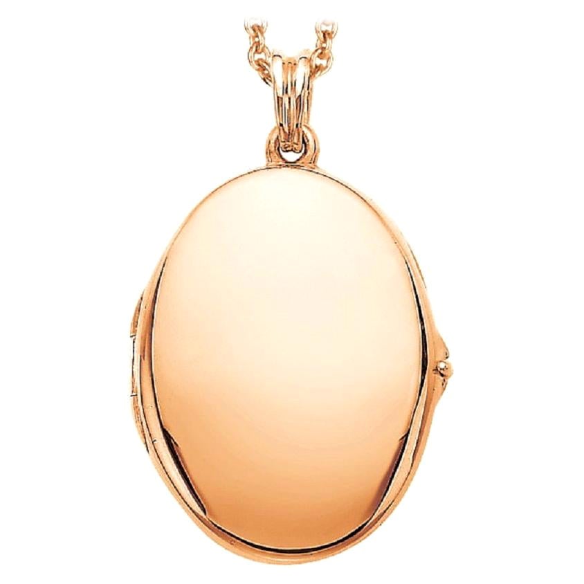 Customizable Oval Polished Locket Pendant Necklace  - 18k Rose Gold 23.0*32.0 mm