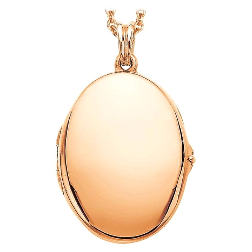 Anpassbare Oval poliert Medaillon Anhänger Halskette  - 18 Karat Roségold 23.0*32.0 mm