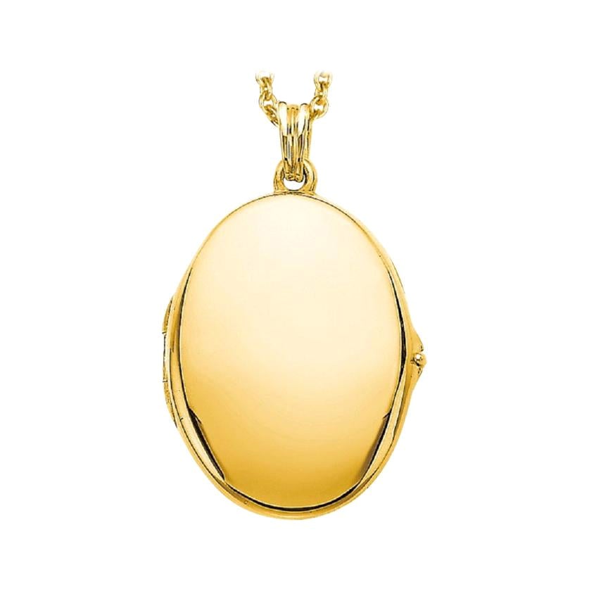 Customizable Oval Locket Pendant Necklace - 18k Yellow Gold - 23.0 mm x 32.0 mm For Sale