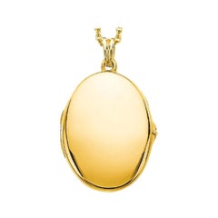 Customizable Oval Locket Pendant Necklace - 18k Yellow Gold - 23.0 mm x 32.0 mm