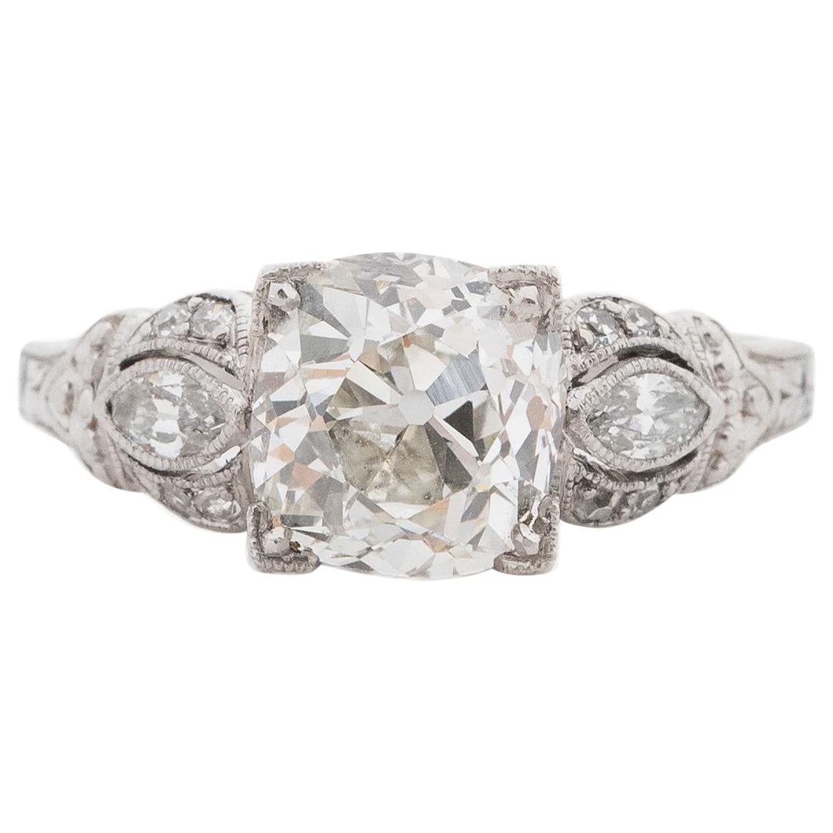 GIA 1.84 Carat Art Deco Platinum Diamond Engagement Ring VEG#2277 For Sale