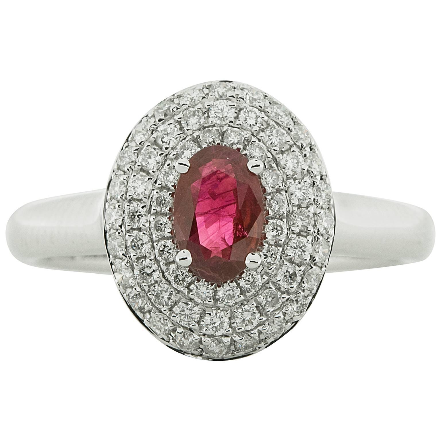 .49 Carat Ruby and Diamond Ring For Sale