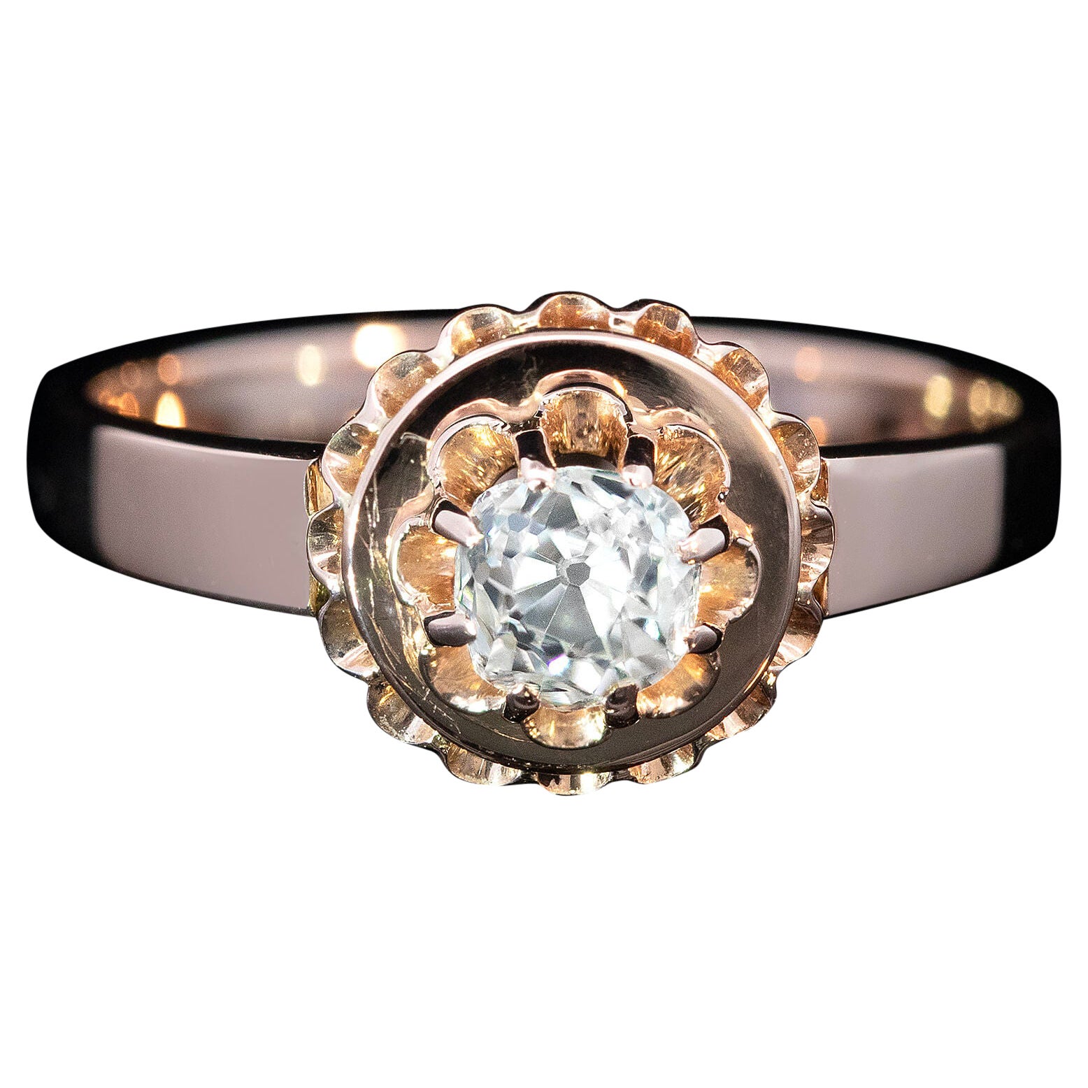 Belle Epoque Style  Solitaire Diamond Ring Circa 1910