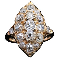 Victorian French Marquise Diamond Cluster Ring Circa 1890