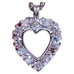 .36ct Open Heart Natural diamonds necklace 14 karat Gold