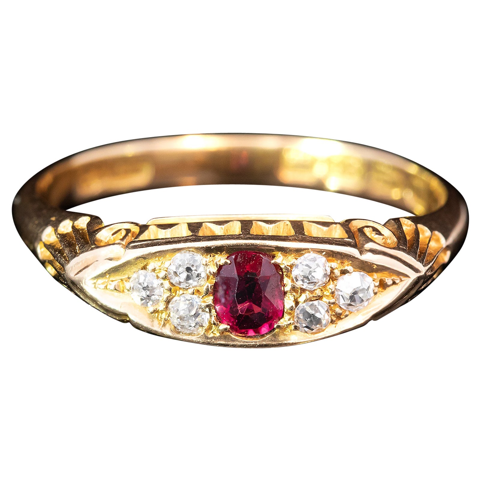 Victorian Ruby and Diamond Ring  - Hallmarked Chester 1895