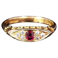 Antique Victorian Ruby and Diamond Ring  - Hallmarked Chester 1895