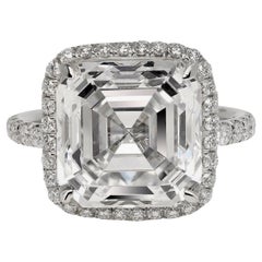 Anello di fidanzamento con diamante taglio Asscher da 10 carati certificato GIA J VS2