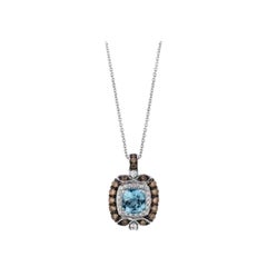 Pendant featuring Aquamarine Chocolate & Vanilla Diamond set in 14K Vanilla Gold