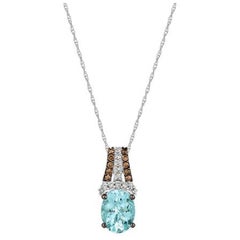 Chocolatier Pendant with Aquamarine Vanilla & Chocolate Diamonds set in 14K Gold