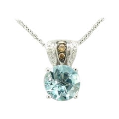 Pendant featuring Aquamarine Chocolate & Vanilla Diamond set in 14K Vanilla Gold