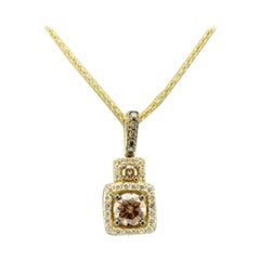 Anhänger mit Schokoladen-Diamanten, Vanille-Diamanten, gefasst in 14K Honey Gold