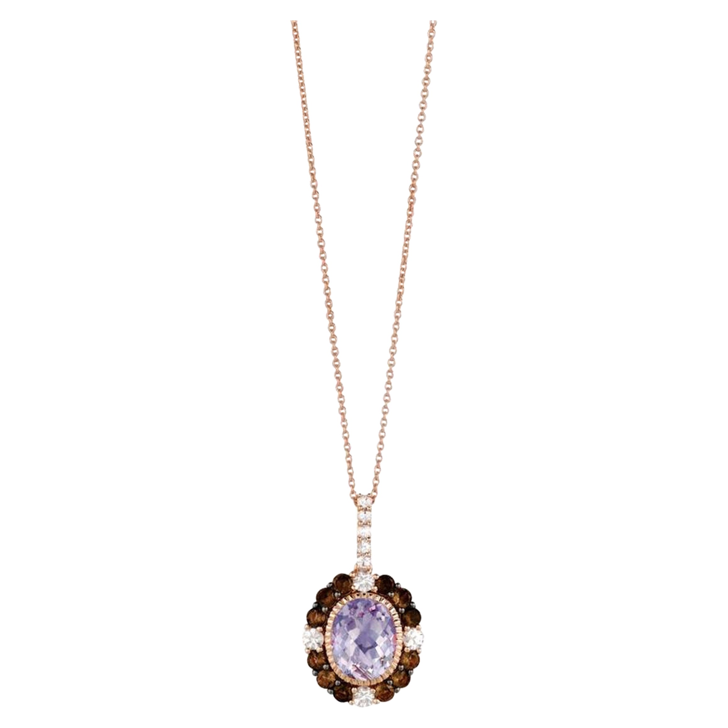 Pendentif Princesse Alexandra en or 14 carats avec améthyste, saphir et quartz