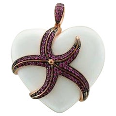 Pendant featuring Bubble Gum Pink Sapphire, White Agate set in SLV