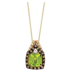 Pendant featuring Peridot, Vanilla & Chocolate Diamonds set in 14K Honey Gold