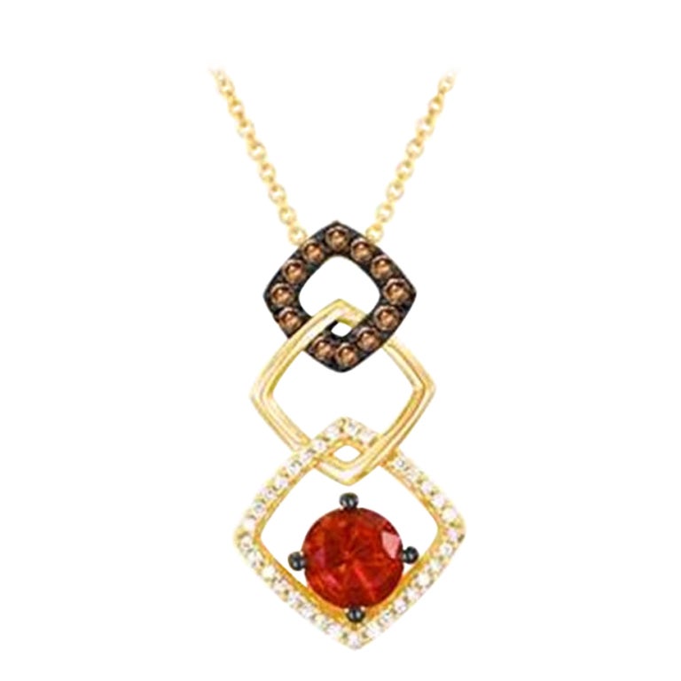 Pendant featuring Tangerine, Opal, Vanilla Diamonds set in 14K Strawberry Gold For Sale