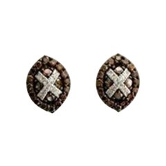 Boucles d'oreilles en or 14 carats serties de diamants chocolat et de diamants Vanilla